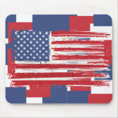 Abstracte Amerikaanse vlaggen op rood wit en blauw Muismat (Voorkant)