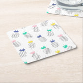 Abstracte anananassen 2 vierkante kartonnen onderzetter (Schuin)