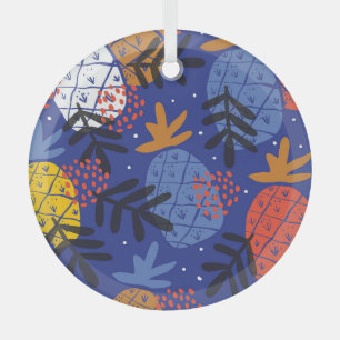 Abstracte ananassen bladeren patroon glas ornament