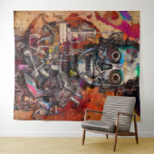 Abstracte anatomische cyborg-boomstammen wandkleed (In Situ (horizontaal))