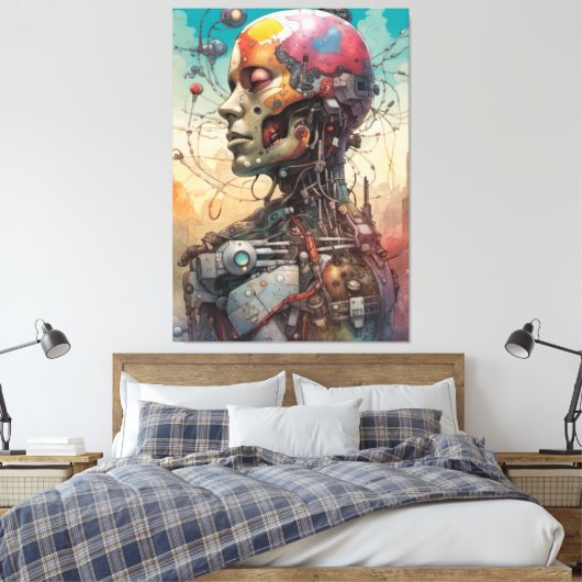 Abstracte Anatomische Cyborg Canvas Print (Insitu (Slaapkamer))