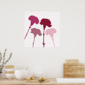 Abstracte anjer Silhouettes - Reds & Pinks Poster (Keuken)