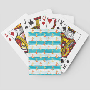 Abstracte ankers: waterverf streeppatroon. pokerkaarten