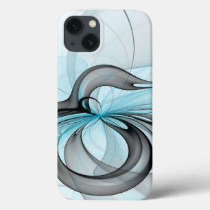 Abstracte Anthracietgrijs Blauw Moderne Fractale K iPhone 13 Hoesje