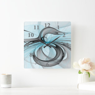 Abstracte Anthracietgrijs Blauw Moderne Fractale K Vierkante Klok