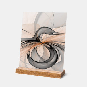 Abstracte Anthracite Gray Sienna Modern Fractal Ar Acryl Bord