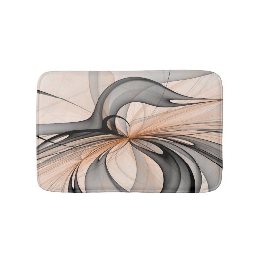Abstracte Anthracite Gray Sienna Modern Fractal Ar Badmat (Voorkant)