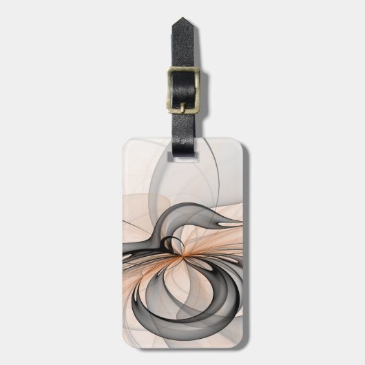 Abstracte Anthracite Gray Sienna Modern Fractal Ar Bagagelabel (Voorkant verticaal)