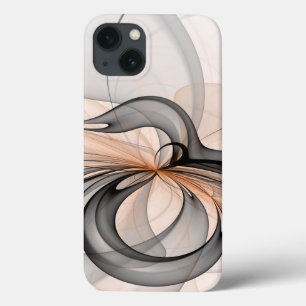 Abstracte Anthracite Gray Sienna Modern Fractal Ar iPhone 13 Hoesje