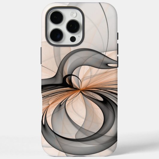 Abstracte Anthracite Gray Sienna Modern Fractal Ar Case-Mate iPhone Case (Achterkant)