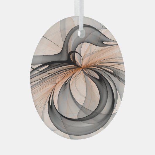 Abstracte Anthracite Gray Sienna Modern Fractal Ar Glas Ornament (Voorkant Rechts)