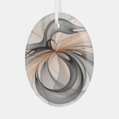 Abstracte Anthracite Gray Sienna Modern Fractal Ar Glas Ornament (Voorkant links)