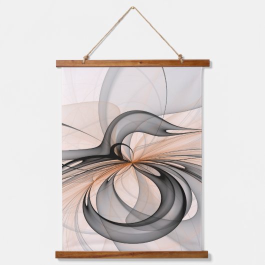Abstracte Anthracite Gray Sienna Modern Fractal Ar Hangend Wandkleed (Voorkant)