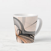 Abstracte Anthracite Gray Sienna Modern Fractal Ar Latte Mok (Rechterhoek)