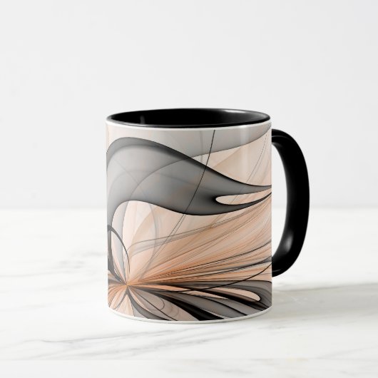 Abstracte Anthracite Gray Sienna Modern Fractal Ar Mok (Voorkant rechts)