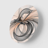 Abstracte Anthracite Gray Sienna Modern Fractal Ar Ronde Klok (Hoek)
