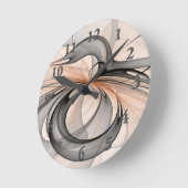 Abstracte Anthracite Gray Sienna Modern Fractal Ar Ronde Klok (Hoek)