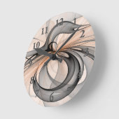 Abstracte Anthracite Gray Sienna Modern Fractal Ar Ronde Klok (Hoek)