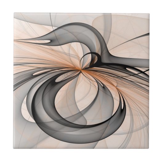 Abstracte Anthracite Gray Sienna Modern Fractal Ar Tegeltje (Voorkant)