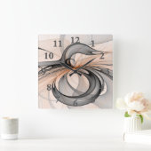 Abstracte Anthracite Gray Sienna Modern Fractal Ar Vierkante Klok (Huis)