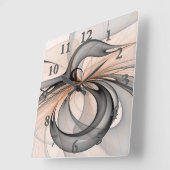 Abstracte Anthracite Gray Sienna Modern Fractal Ar Vierkante Klok (Hoek)