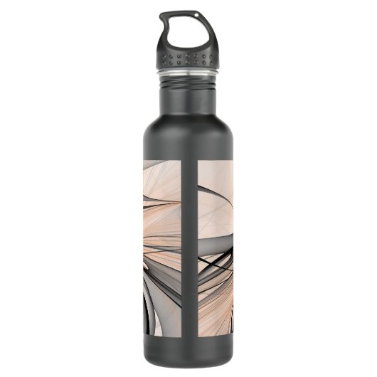 Abstracte Anthracite Gray Sienna Modern Fractal Ar Waterfles (Achterkant)