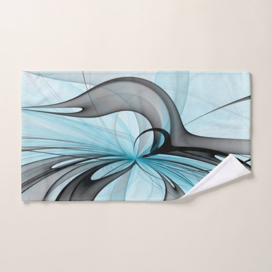 Abstracte antracite grijs blauwe, moderne fractale bad handdoek (Handdoek)