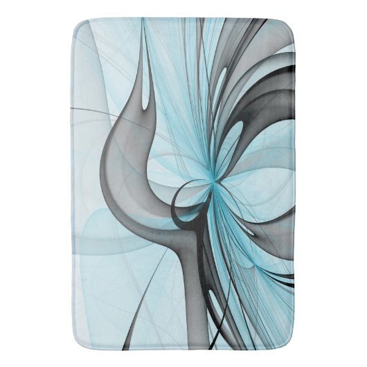 Abstracte antracite grijs blauwe, moderne fractale badmat (Voorkant Verticaal)