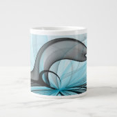 Abstracte antracite grijs blauwe, moderne fractale extra grote beker (Voorkant)