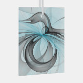 Abstracte antracite grijs blauwe, moderne fractale glas ornament (Voorkant Rechts)