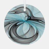 Abstracte antracite grijs blauwe, moderne fractale glas ornament (Achterkant)