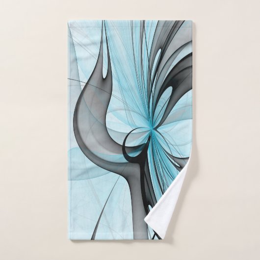 Abstracte antracite grijs blauwe, moderne fractale handdoek (Handdoek)