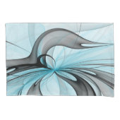 Abstracte antracite grijs blauwe, moderne fractale kussensloop (Voorkant)