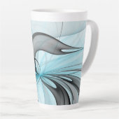 Abstracte antracite grijs blauwe, moderne fractale latte mok (Rechterhoek)