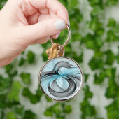 Abstracte antracite grijs blauwe, moderne fractale sleutelhanger (Hand)