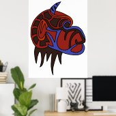 Abstracte apenkop 1 poster (Thuiskantoor)