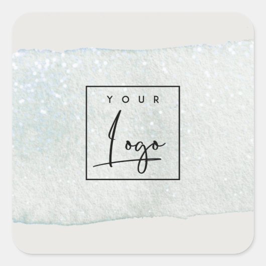 Abstracte Aqua Blue Brush Stoke Waterverf Logo Vierkante Sticker (Voorkant)