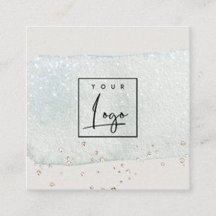 Abstracte Aqua Blue Brush Stoke Waterverf Logo Vierkante Visitekaartje
