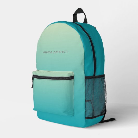 Abstracte Aqua Blue Gradient Bedrukte Rugzak (Achterkant Hoek Rechts)