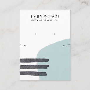 ABSTRACTE AQUA BLUE KETTING EARRING DISPLAY KAART VISITEKAARTJE