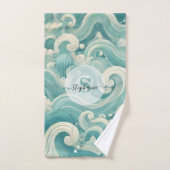 Abstracte Aqua Blue & White Wave – moderne vloeien Bad Handdoek (Handdoek)