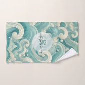 Abstracte Aqua Blue & White Wave – moderne vloeien Bad Handdoek (Handdoek)