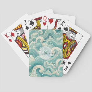 Abstracte Aqua Blue & White Wave – moderne vloeien Pokerkaarten