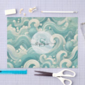 Abstracte Aqua Blue & White Wave – moderne vloeien Tissuepapier (Craft)