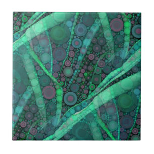 Abstracte Aqua Green Paars Retro Circle Mosaic Tegeltje