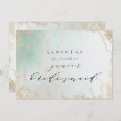 Abstracte Aqua Ombre Fade met Frosted Gold Glitter (Voorkant / Achterkant)