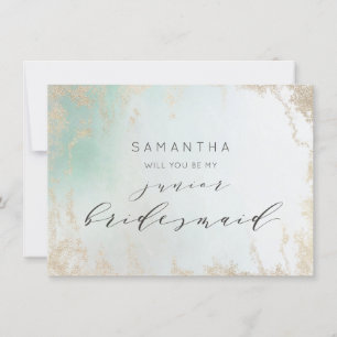 Abstracte Aqua Ombre Fade met Frosted Gold Glitter