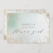 Abstracte Aqua Ombre Fade met Frosted Gold Glitter (Voorkant / Achterkant)