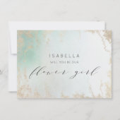 Abstracte Aqua Ombre Fade met Frosted Gold Glitter (Voorkant)