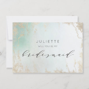 Abstracte Aqua Ombre Fade met Frosted Gold Glitter